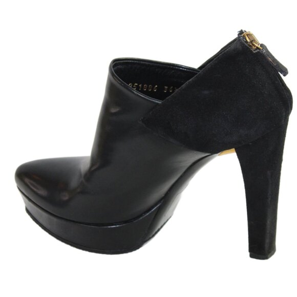 Gucci Black Leather Suede Accent Platform Stiletto Ankle Boot, Size 36.5 - Picture 6 of 11